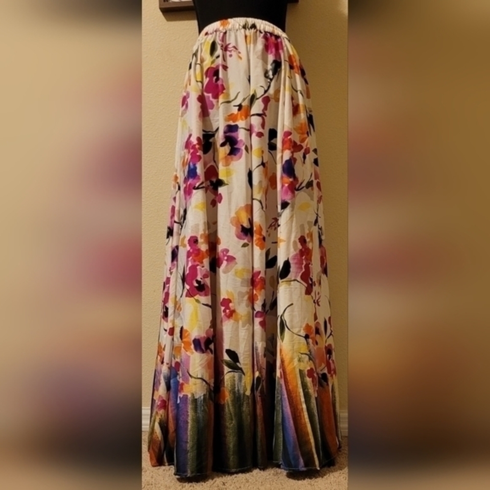 NWT MIX NOUVEAU water color floral skirt